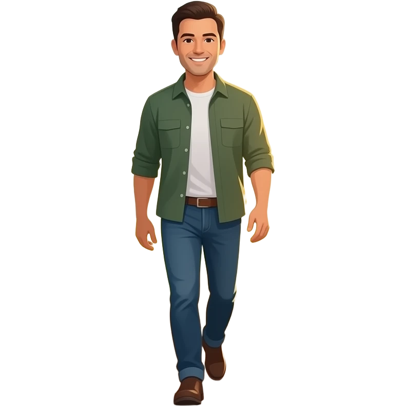 MAN WALKING IN THE FIELDS WITH THE MORNING SUN emoji