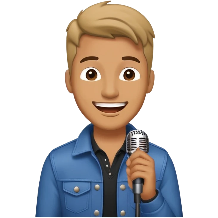 Happy Rock Pop Music Male Singer in his 30s dressed with trendy style emoji
