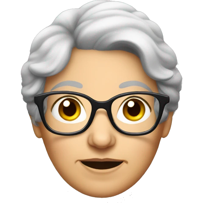 Brunette grandma with glasses cooing emoji
