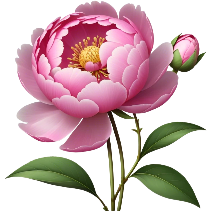 single pink Peony, straight stem emoji