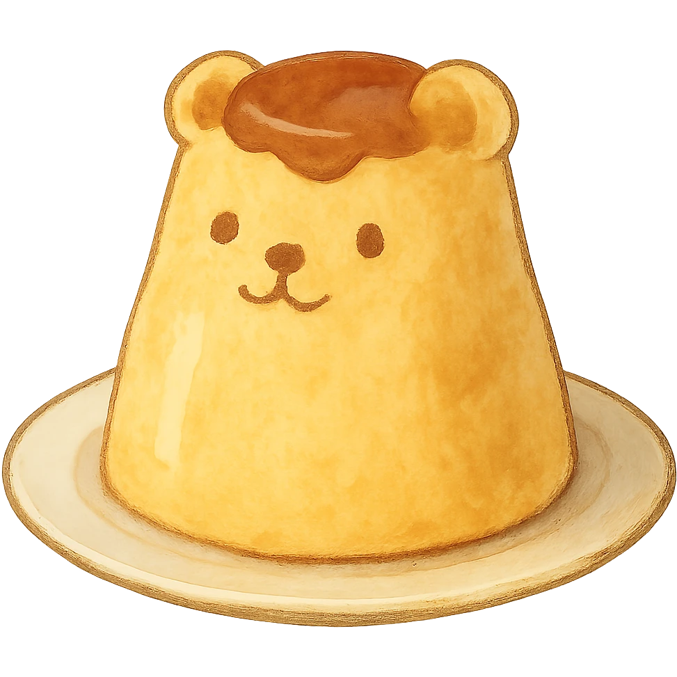 cute bear-shaped pudding, ghibli style emoji