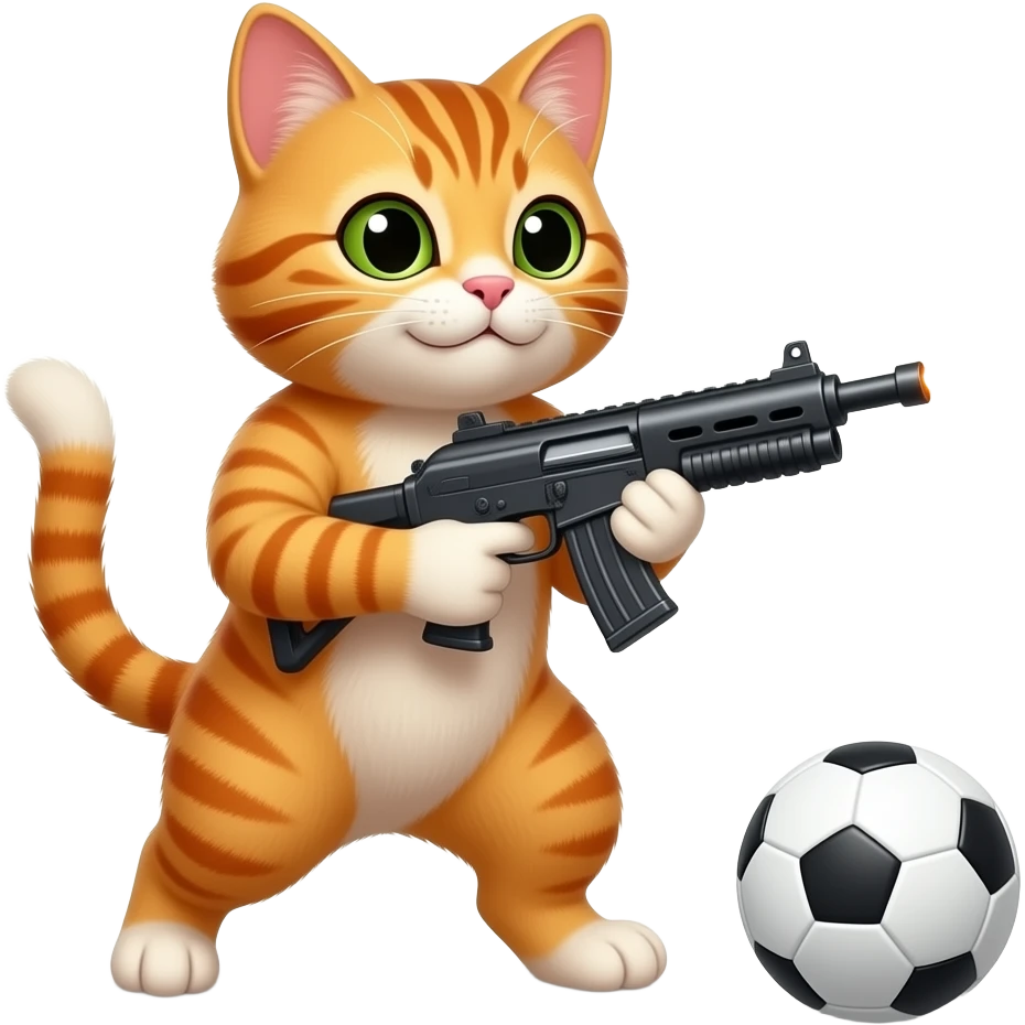 Sparky the cat with a bazoca hitting a grad emoji