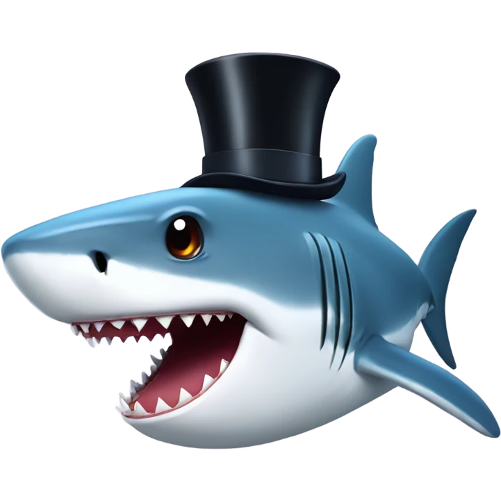 Shark with a top hat emoji