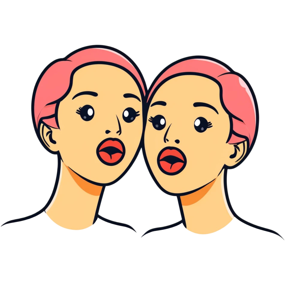 woman with two heads sticking out their tongues emoji
