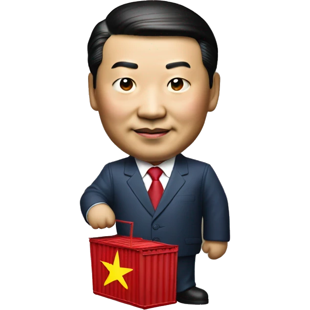 Xi Jinping holds a trade container in his hands emoji