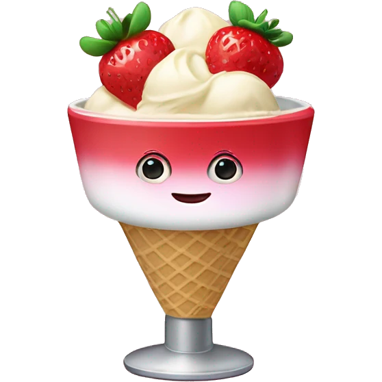 Strawberry and vanilla ice cream mixed in a bowl emoji