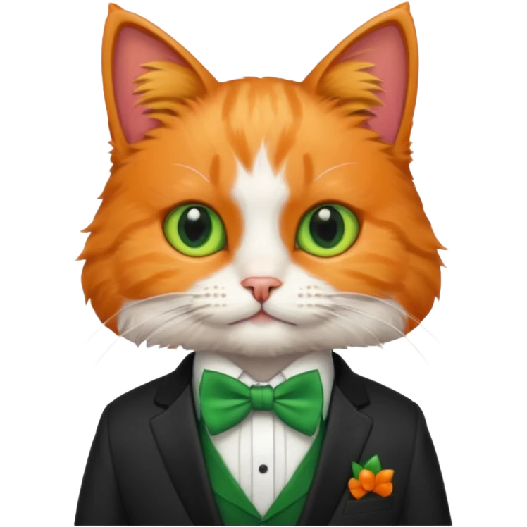 cat with suit and green bow tie emoji