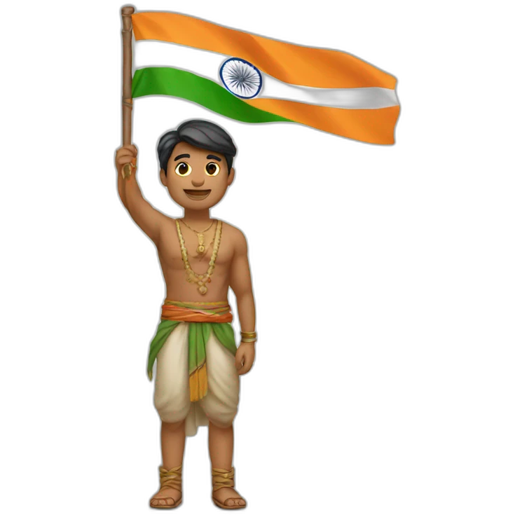 A man holding indian flag emoji