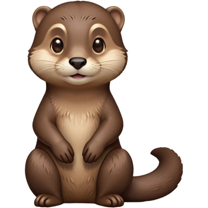 cinematic-noble [otter]-realistic-full-body-sitting-emoji,-tail-tucked-close,-head-tilted-dramatically,-sleek-[brown]-fur,-simplified-yet-realistic-focused-features,-highly-detailed,-glowing-with-an-almost-sarcastic-glow  expressive eyes emoji