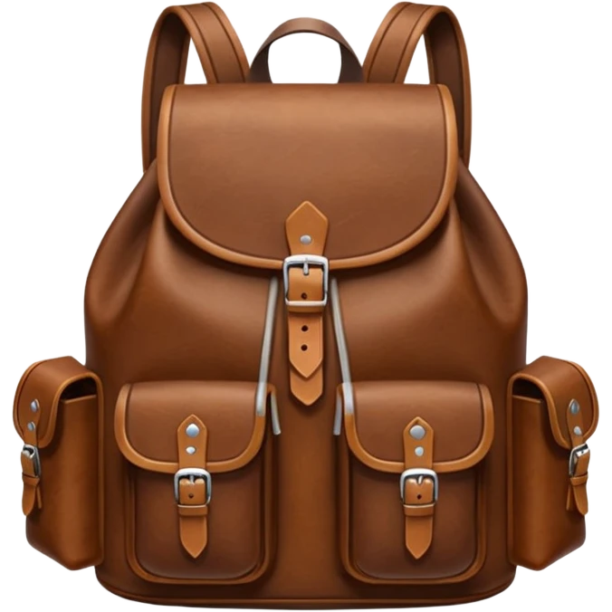 Draw a laether backpack using an front camera with a High-Angle Shot. emoji
