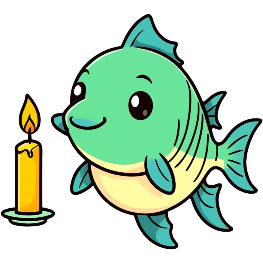Fish with candle in mouth emoji