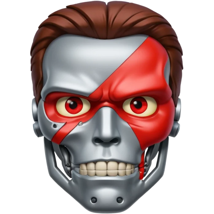 Red eyed half face metal Terminator Arnold Schwarzenegger emoji