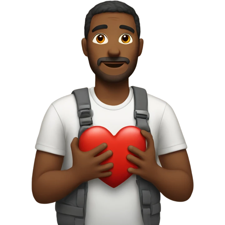 Father holds his heart in his arm emoji