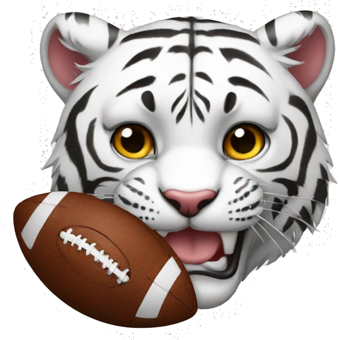 White tiger with football emoji