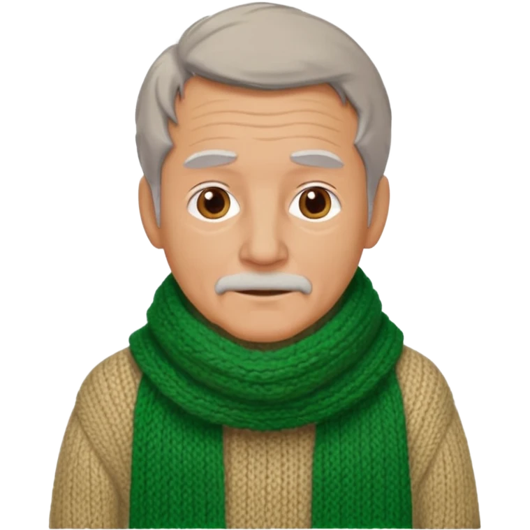 old man with big green scarf and layered sweater emoji