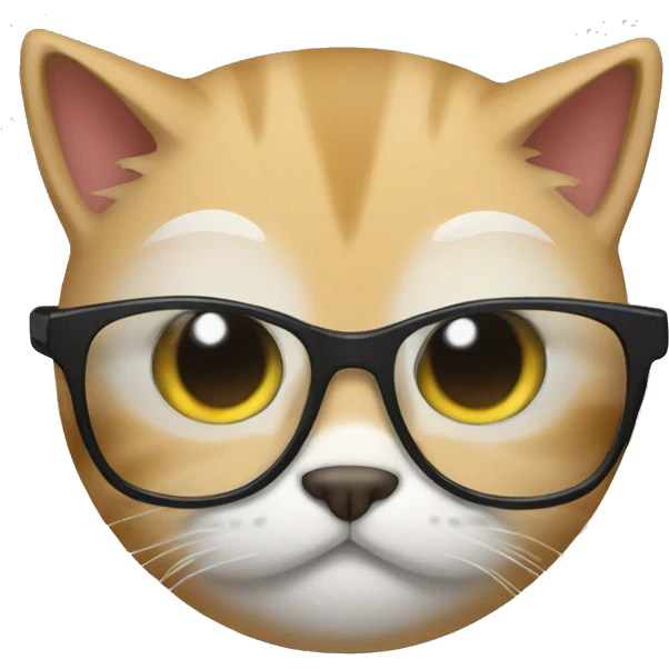 A cat with glasses writing notes emoji