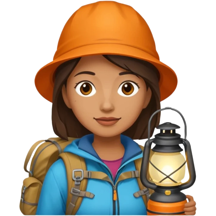 Woman + lantern,Mountain Campers. emoji