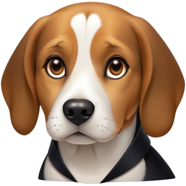 Cinematic Noble Beagle Portrait Emoji, Poised and regal, with a compact, sturdy build and a well-groomed coat of white, brown, and black, deep-set soulful hazel eyes, Simplified yet sharp and sophisticated features, highly detailed, glowing with a soft, dignified glow, high shine, intelligent and loyal, stylized with an air of strength, focused and attentive, soft glowing outline, capturing the essence of a watchful and confident companion, so majestic it feels as though it could step out of the screen with effortless authority! emoji