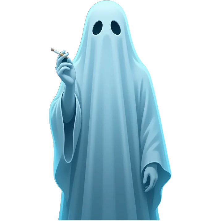 Haunting ghost realistic smoking cigarette . Fantasy emoji