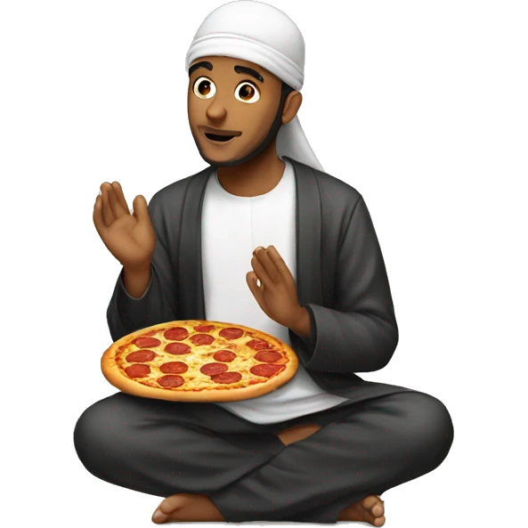 Muslim with pizza praying  emoji