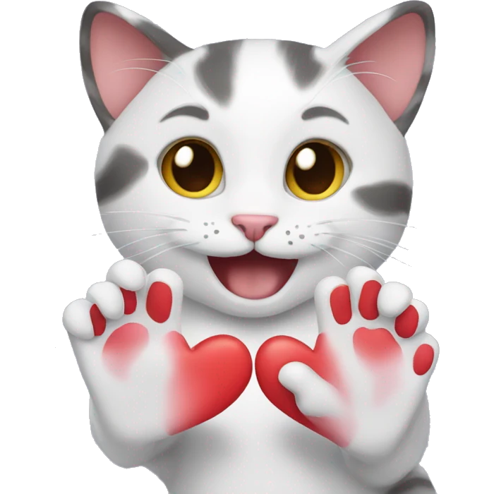 cat doing heart with her paws emoji