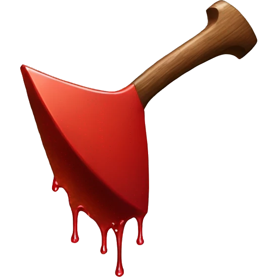red axe with red liquid dripping from it emoji