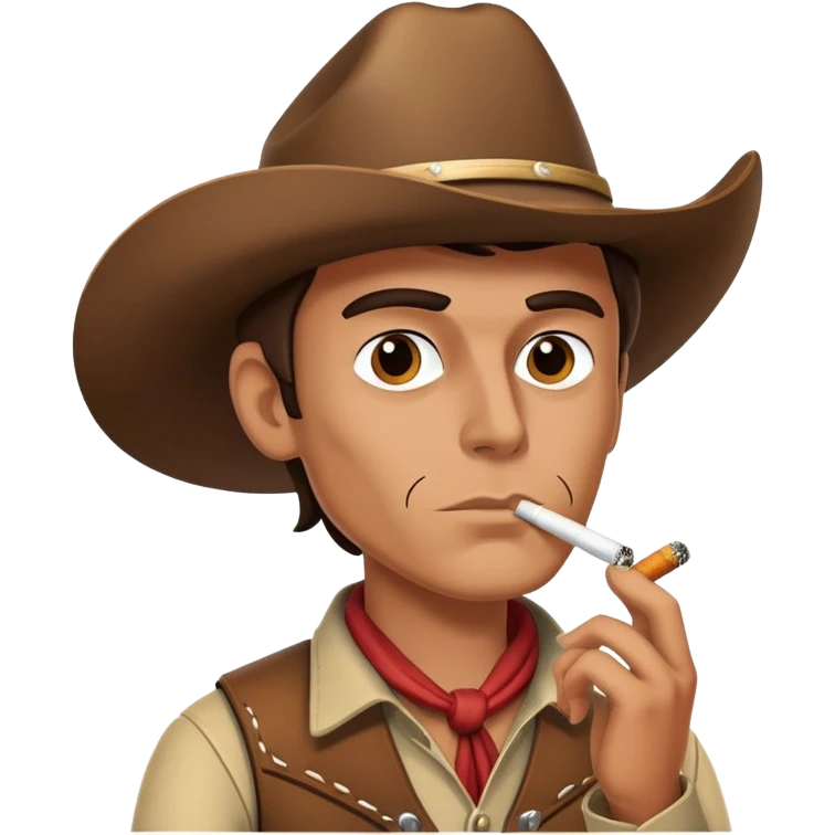 Stern cowboy smoking cigarette emoji
