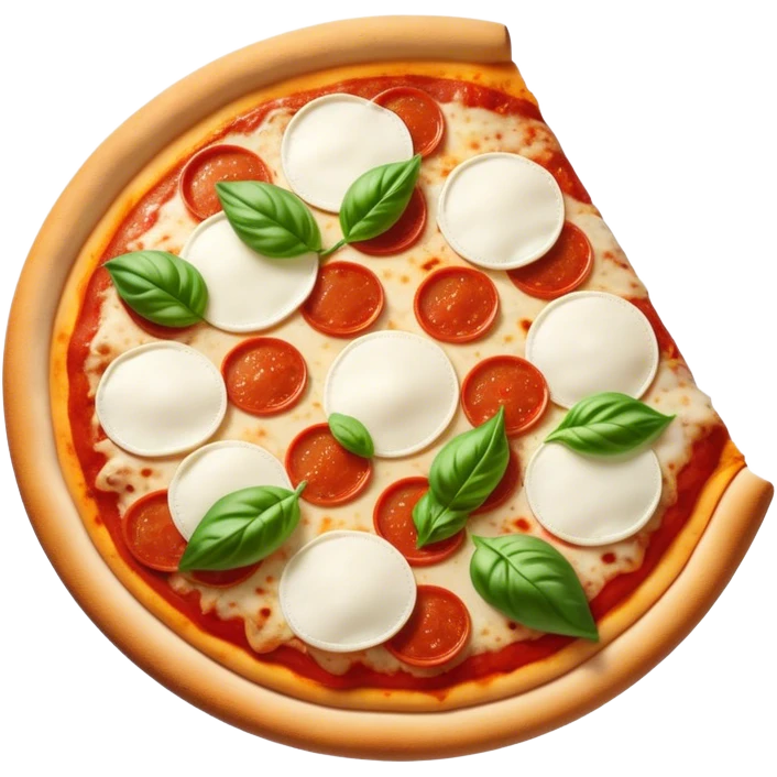 Cinematic Realistic Pizza Napoletana Dish Emoji, depicted as a classic thin‚Äêcrust pizza topped with vibrant tomato sauce, fresh mozzarella, and basil rendered with mouth‚Äêwatering textures and warm natural lighting. emoji