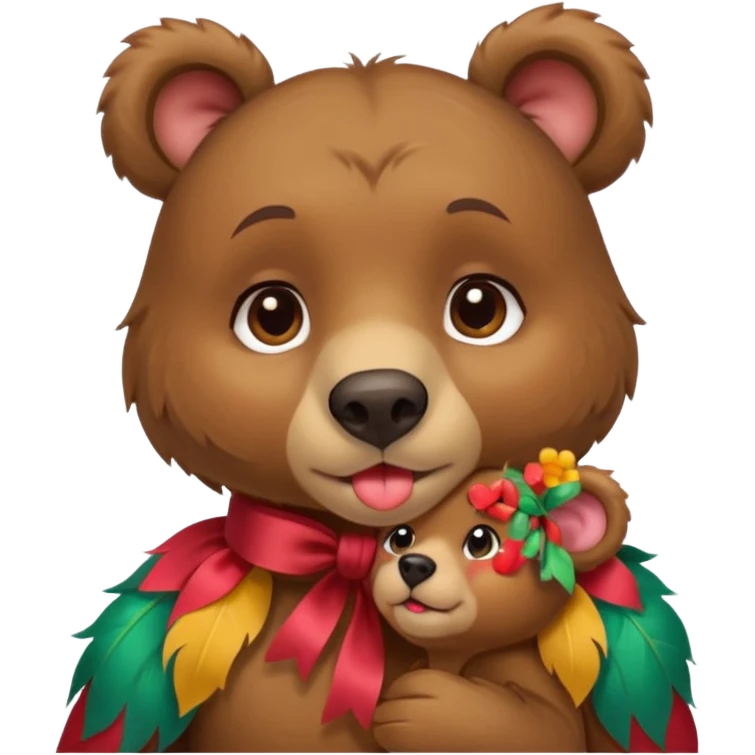 kiss female bear and ruban on the ear emoji