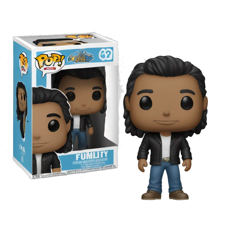 Un chico con cabello medio largo con corte Mullet y ropa elegante en estilo funko pop emoji