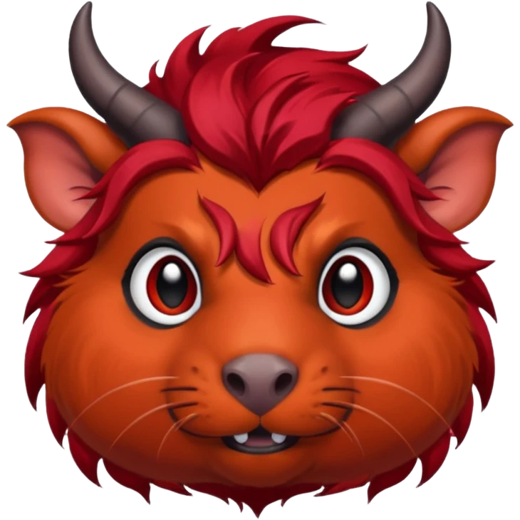 all red guinea pig demon with black horns emoji
