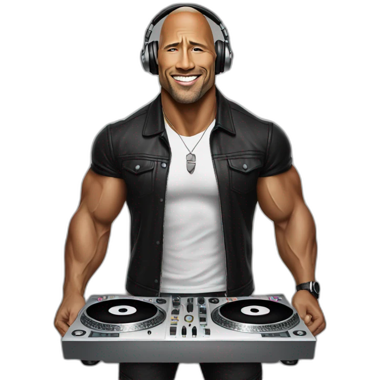 the rock as a DJ emoji