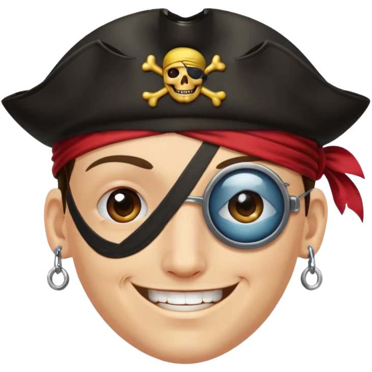 Eye patch pirate with earring, one eye covered
 emoji