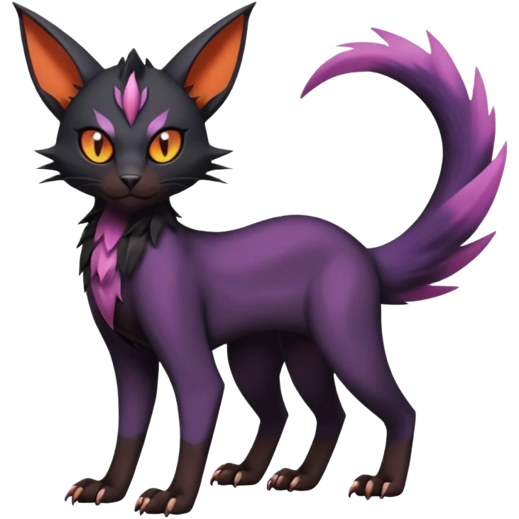 Black edgy Noivern-Noibat-Purloin-Torracat-Lykoi-Caracal-cat-Fakemon-fusion-hybrid-creature emoji