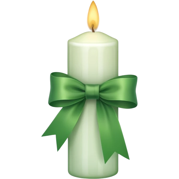 white candle with a green ribbon emoji