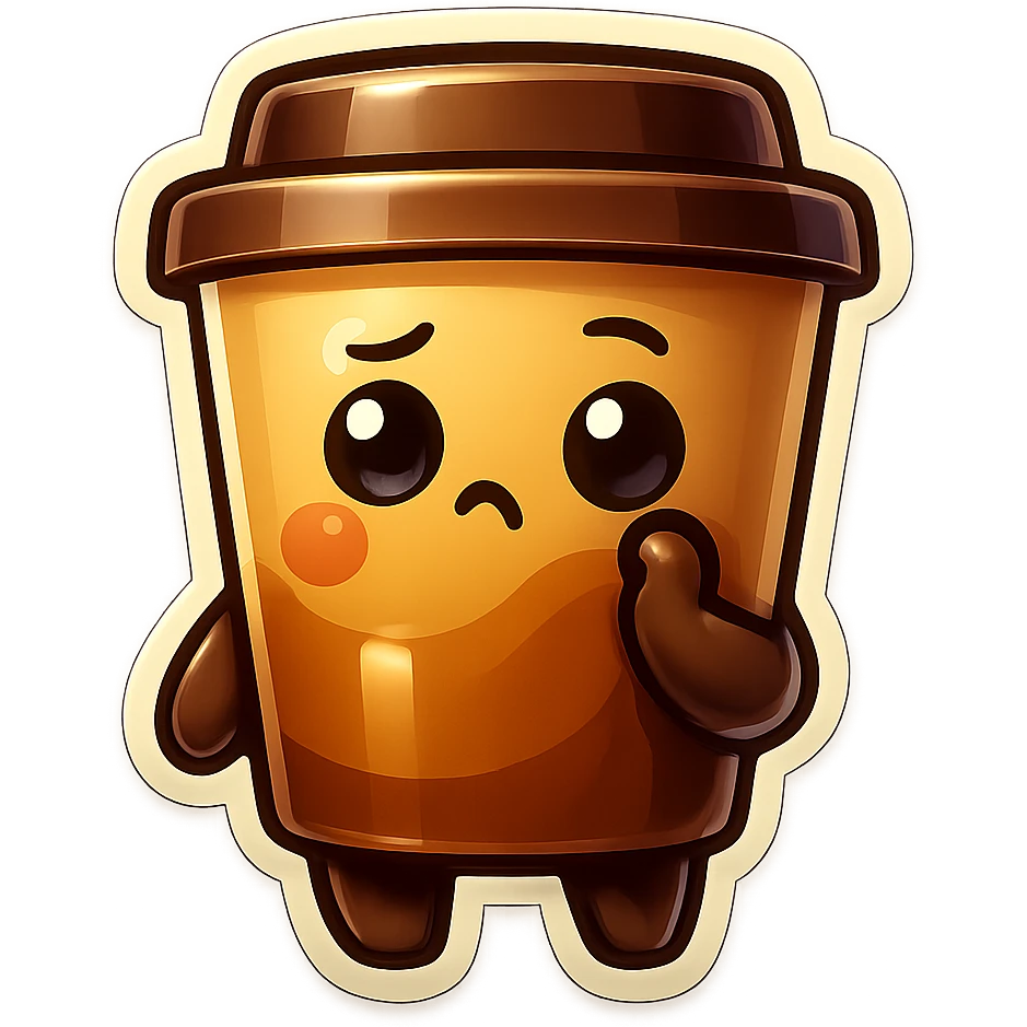 Tall coffee cup, pondering, thinking emoji