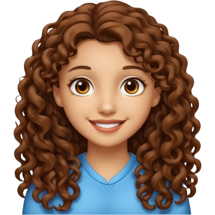 pretty girl brown long hair curly with brown eyes and lightskin  emoji