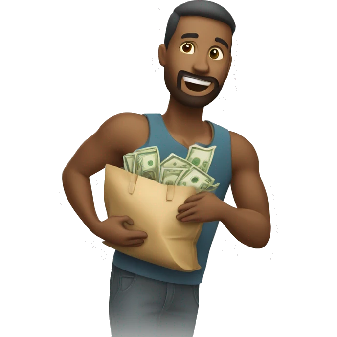 Un ladron robando con una bolsa de dinero en la mano emoji