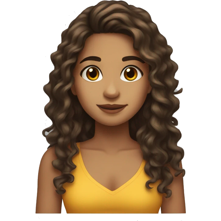 Puerto Rican girl,long hair side part,curly hair,brown hair ,brown eyes,very pretty,very hot girl  emoji