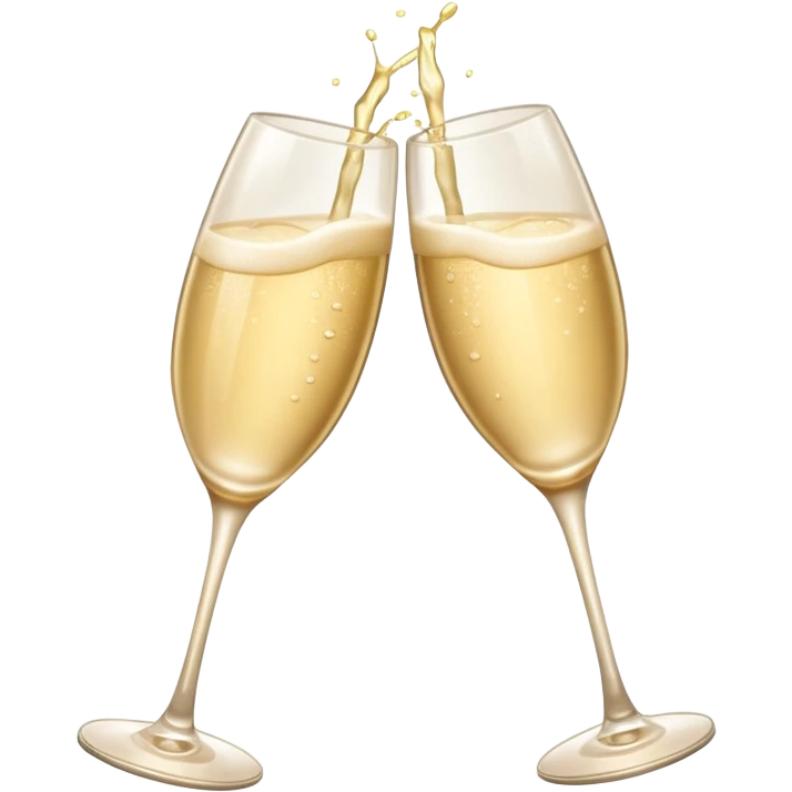 
2 light beige champagne glasses are knocked against each other emoji