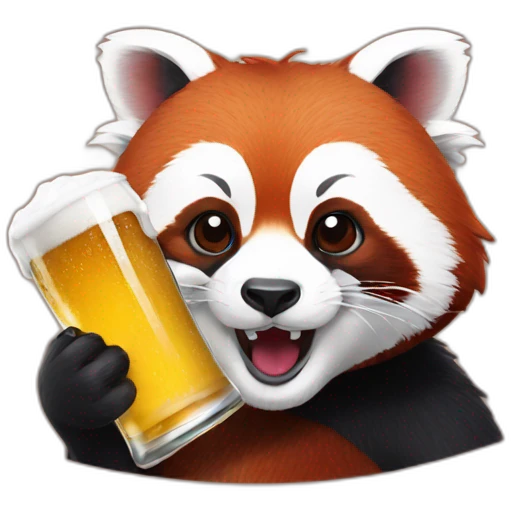 red panda drinking a beer emoji