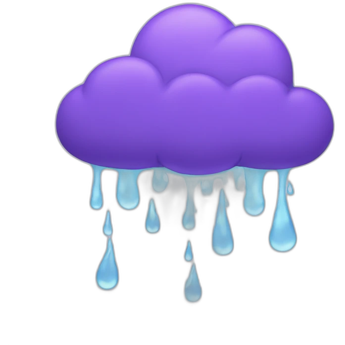 purple cloud with rain emoji