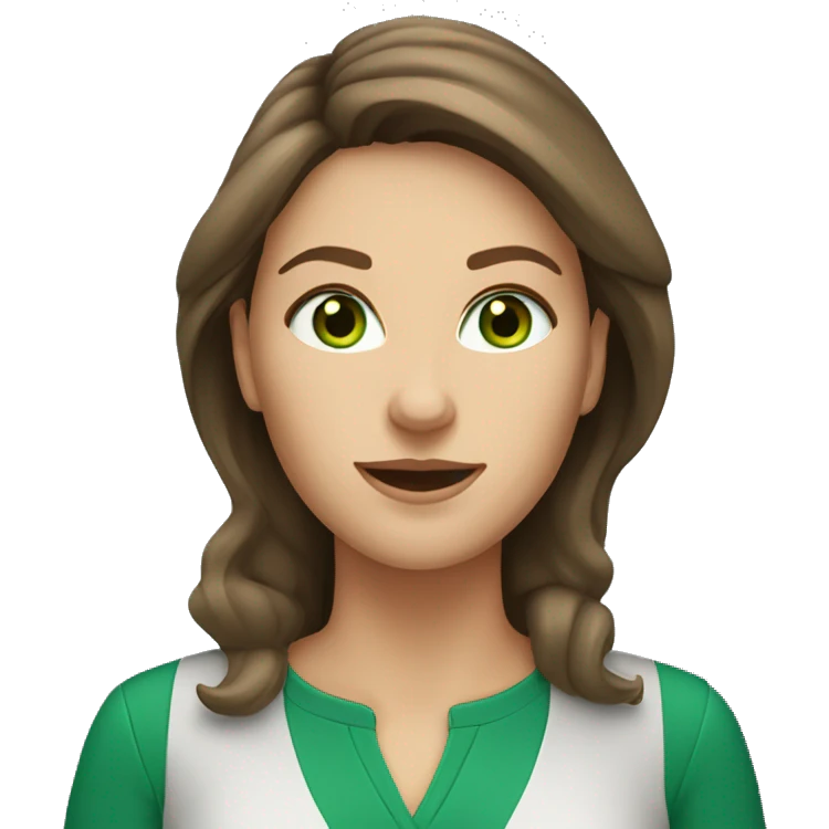  Caucasian woman with brown hair green eyes at work emoji