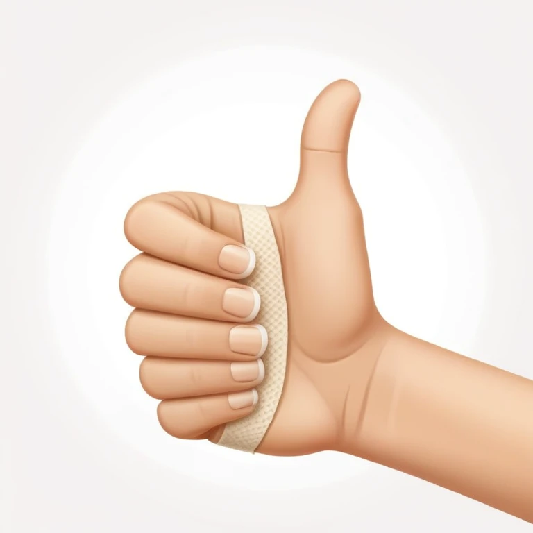 Thumbs up with bandage on thumb emoji