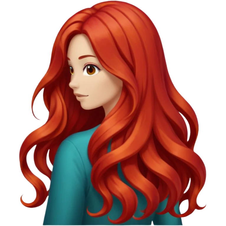 back view of long red hair emoji
