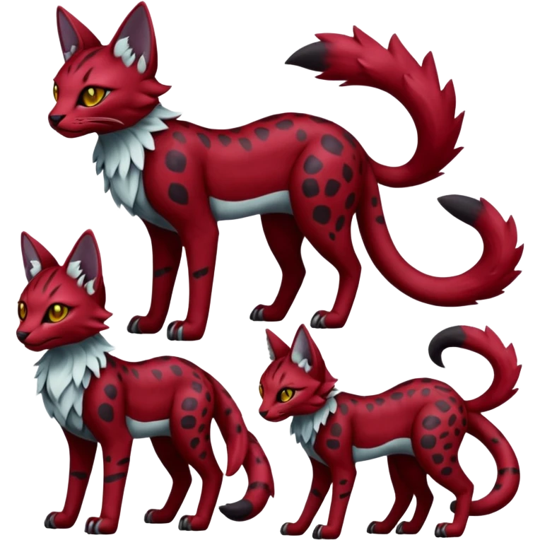 Epic complex knightly divine glorious futuristic detailed dark dusky gloomy deep gothic red, realistic Fakémon-Sprigatito-Floragato-Meowscarada-Trico-Sergal-Serval-Vernid-creature (full body) emoji