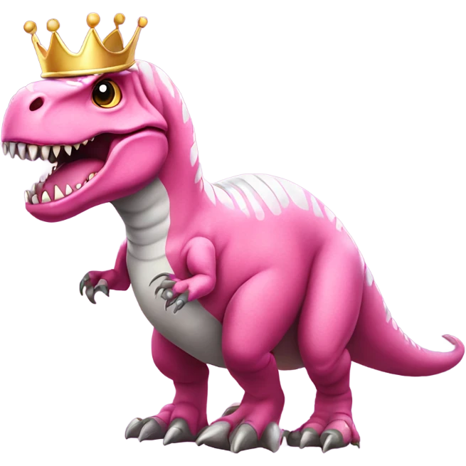 pink t rex with silver crown  emoji