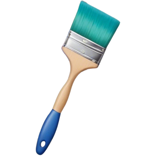 Create an icon that represents the hobby of wall painting, featuring a wall with a beautiful painting in progress. The design should include a paintbrush, a roller, and part of the wall decorated with colorful patterns or a mural. The icon should show the process of creating the artwork, with the brush strokes visible on the wall, symbolizing the artistic nature of the craft. The composition should be balanced and harmonious, evoking creativity and skill. The background should be transparent. emoji