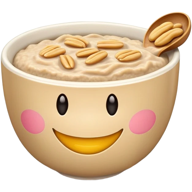 Porridge bowl with smiley and peanut butter emoji