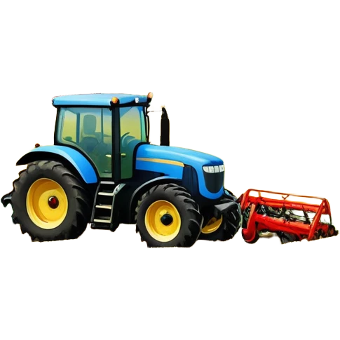 An icon showing tractors in a colorful rural landscape, inspired by Farming Simulator 22. The design features vibrant fields, barns, and crops under a bright sky, with tractors working the land. The peaceful and immersive farming environment is highlighted with a transparent background emoji
